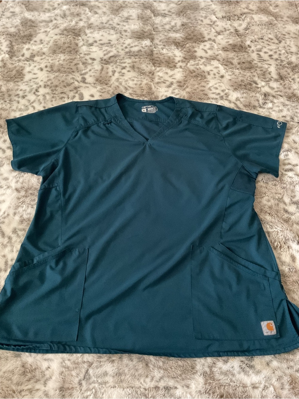 Carhartt Men’s Deep Teal ShortSleeve VNeck Work Tee scrub top breathable back XL